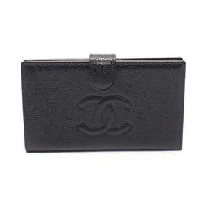CHANEL Black Leather Logo Wallet